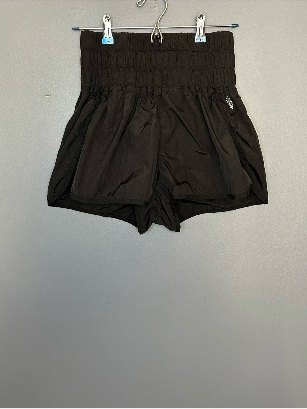 Free People FP Movement Shorts Womens L Black Way Home High Waist Lined Athletic